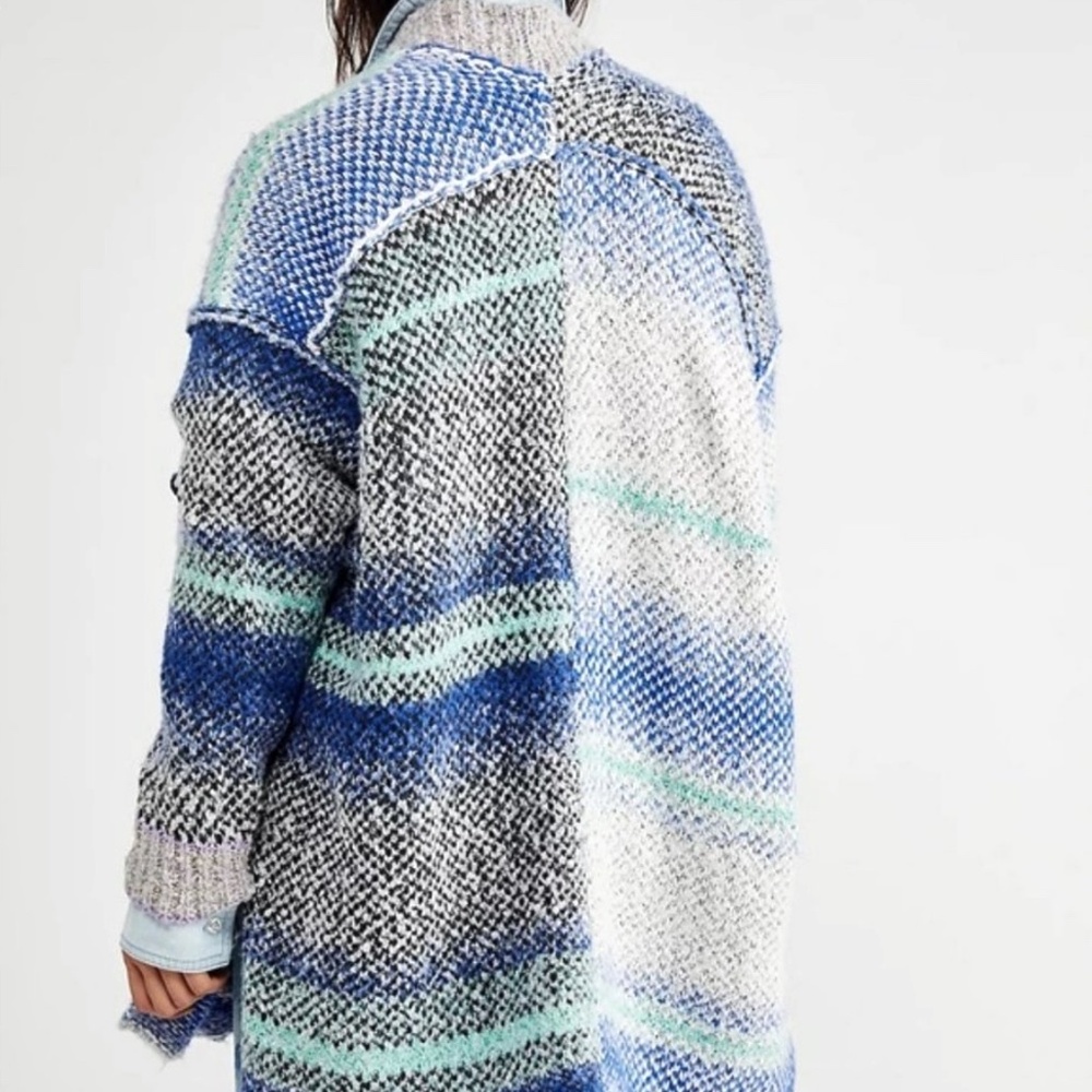 Free People Daydreamer Blue, Grey, White & Green Knit Cardigan - Picture 5 of 5